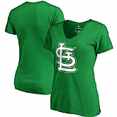 Women St. Louis Cardinals Fanatics Branded Green St. Patrick's Day White Logo V Neck T-Shirt,baseball caps,new era cap wholesale,wholesale hats